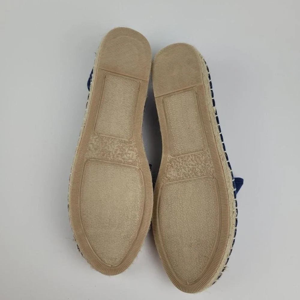 Coldwater Creek Walk With Me Navy Blue Daisy Embroidered Espadrille Flats 7.5M